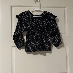 Baby Black Blouse with White Flower Pattern
